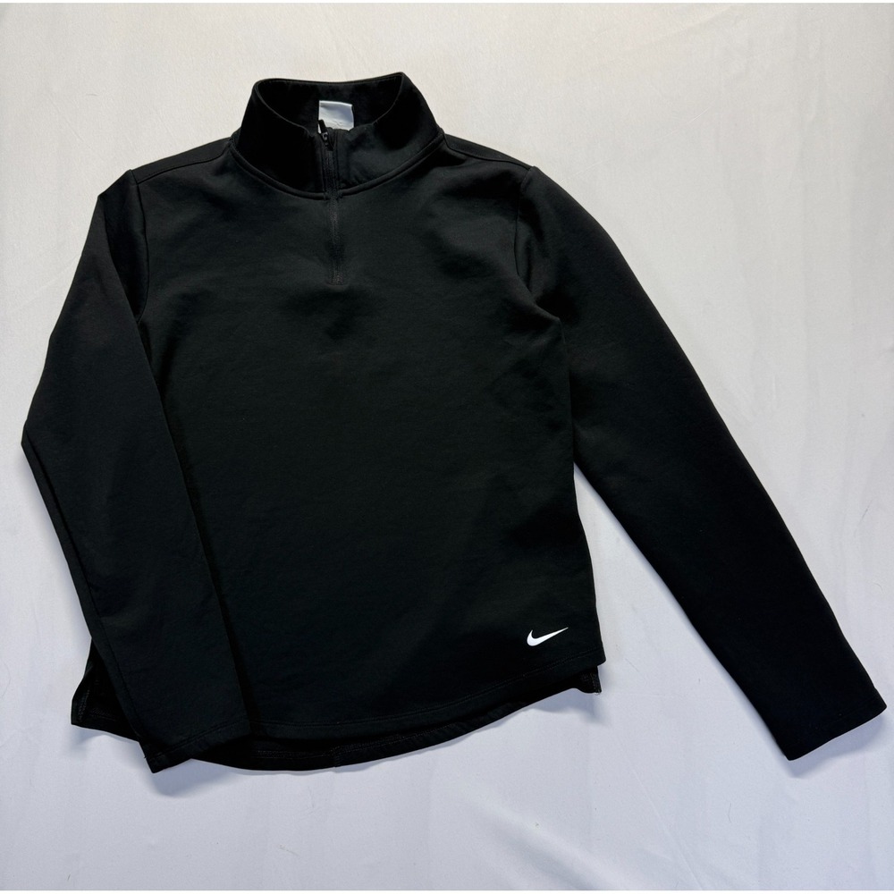 Nike Therma Fit Top Womens Small Black Logo Quarter Zip Athleisure Gym Training